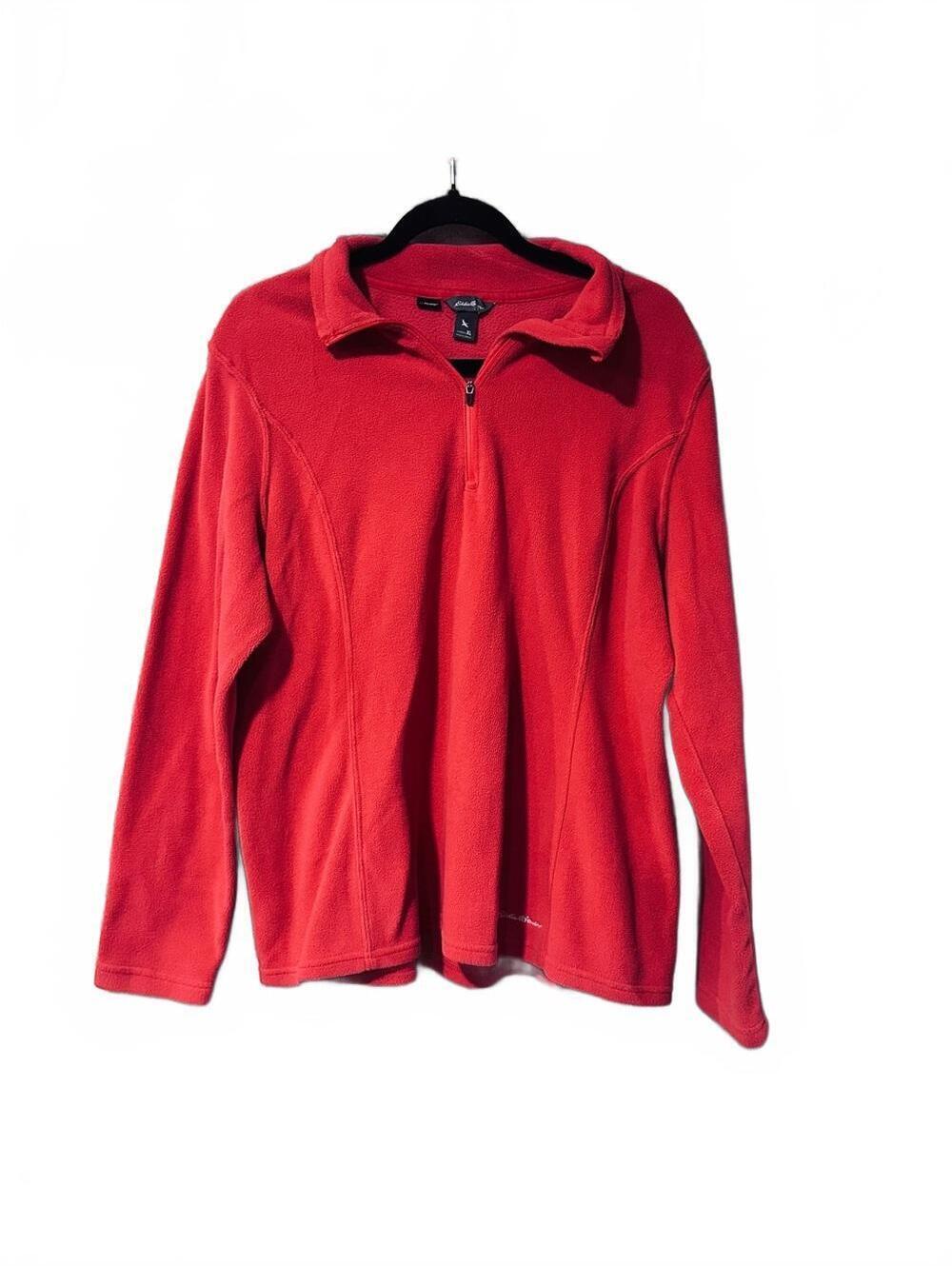 Eddie Bauer Red Quarter-Zip Fleece Pullover